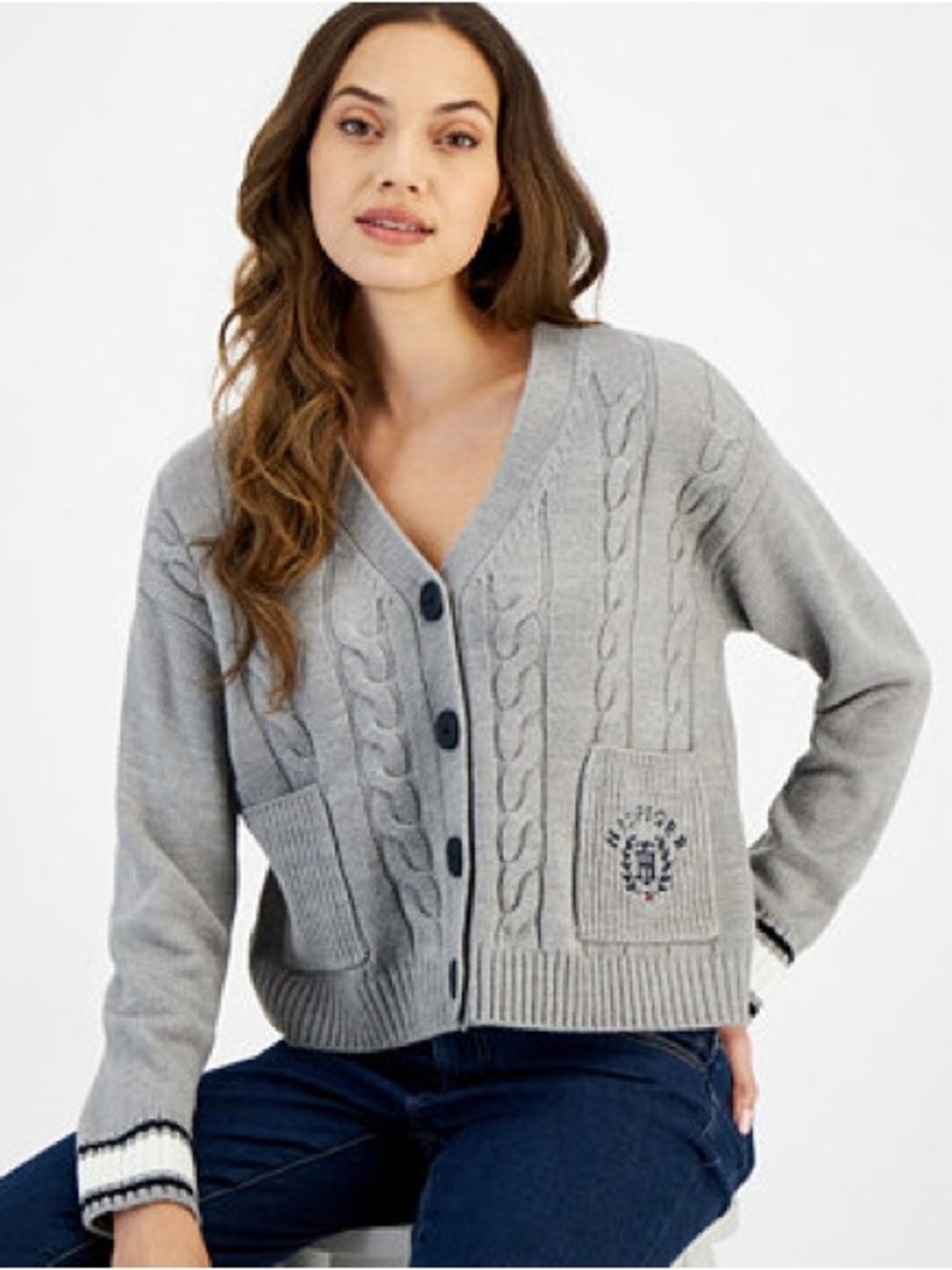 Tommy Hilfiger Women's Cable Knit Front Button Cardigan